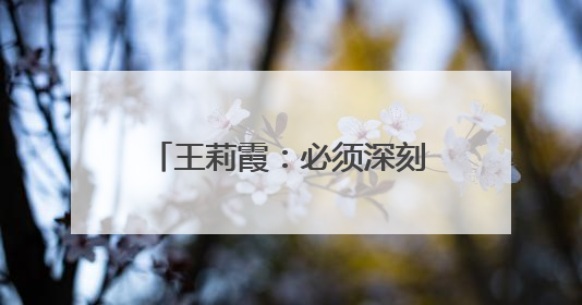 王莉霞：必须深刻反思、深刻警醒